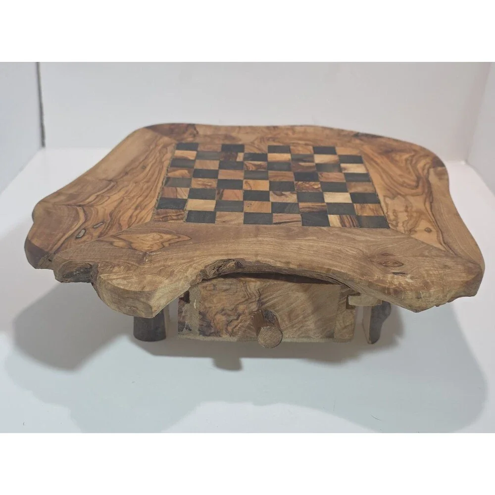 Handcarved Olive Wood Table Top  Chess Set ( No chess pieces )